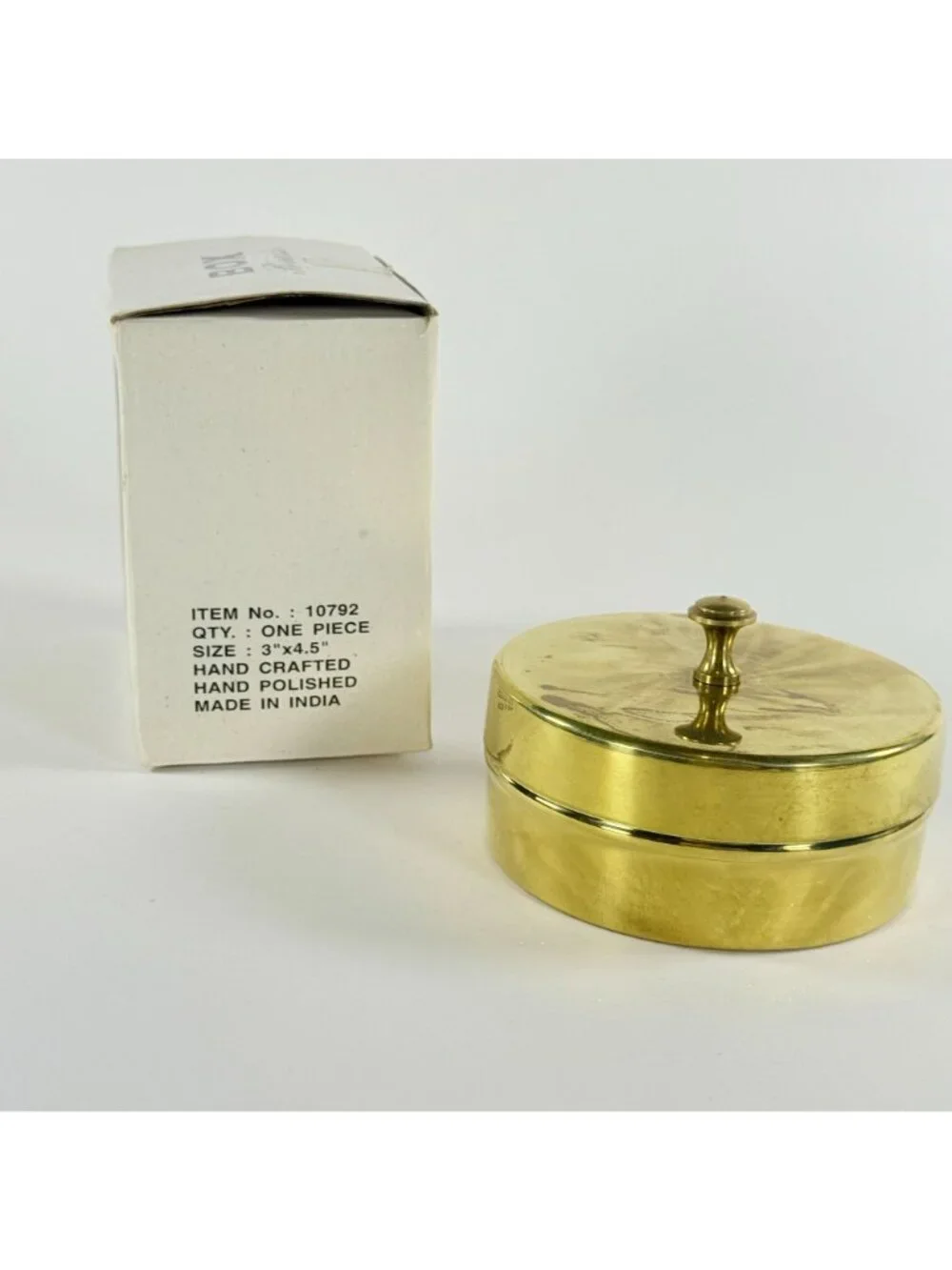 Vintage Brass Trinket Box Round Gold Tone Vanity Made in Italy